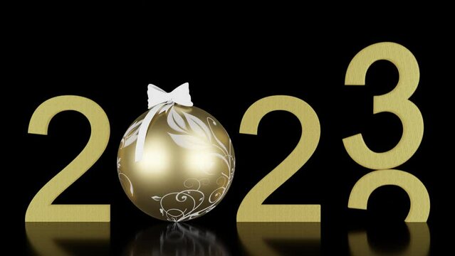 Filmato. Illustrazione 3D. Anno nuovo 2023. Capodanno 2023 in numeri. Il 2023 sostituisce il 2022..
