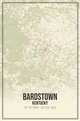 Retro US city map of Bardstown, Kentucky. Vintage street map.