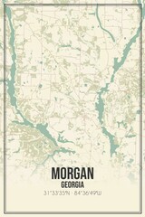 Fototapeta premium Retro US city map of Morgan, Georgia. Vintage street map.