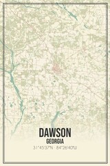 Retro US city map of Dawson, Georgia. Vintage street map.