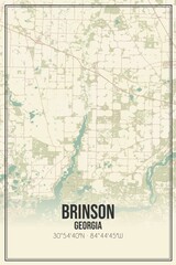 Retro US city map of Brinson, Georgia. Vintage street map.