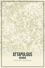 Retro US city map of Attapulgus, Georgia. Vintage street map.