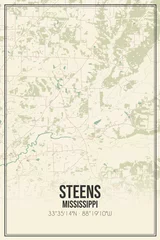 Fotobehang Retro US city map of Steens, Mississippi. Vintage street map. © Rezona