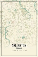 Fototapeta na wymiar Retro US city map of Arlington, Georgia. Vintage street map.