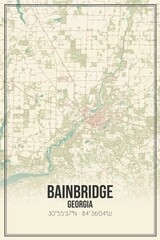 Retro US city map of Bainbridge, Georgia. Vintage street map.
