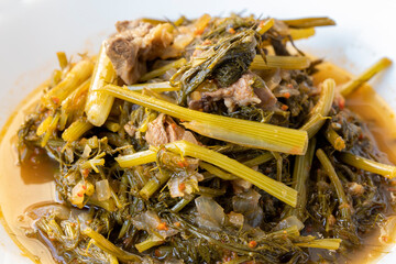 Mediterranean cuisine , vegetarian food , favorite food of Muğla region , ( Malva sylvestris )Roasted Hibiscus