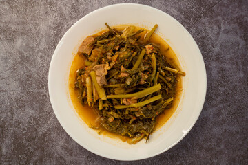Mediterranean cuisine , vegetarian food , favorite food of Muğla region , ( Malva sylvestris )Roasted Hibiscus