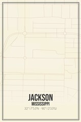 Retro US city map of Jackson, Mississippi. Vintage street map.