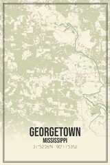 Retro US city map of Georgetown, Mississippi. Vintage street map.