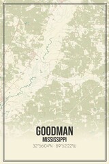 Retro US city map of Goodman, Mississippi. Vintage street map.