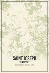 Retro US city map of Saint Joseph, Tennessee. Vintage street map.