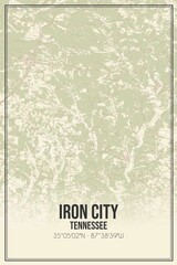 Retro US city map of Iron City, Tennessee. Vintage street map.