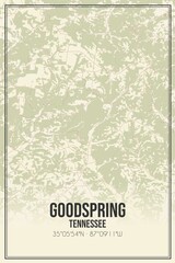 Retro US city map of Goodspring, Tennessee. Vintage street map.