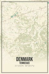 Retro US city map of Denmark, Tennessee. Vintage street map.