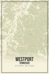 Retro US city map of Westport, Tennessee. Vintage street map.