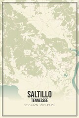 Retro US city map of Saltillo, Tennessee. Vintage street map.