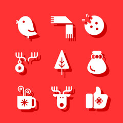 Winter holidays. Christmas icon, sticker set.