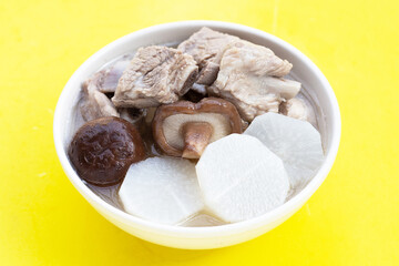 Pork rib soup with white radish and shiitake mushroom
