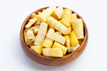 Bamboo shoots on white background.