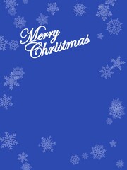 Merry Christmas on Blue Background with Snowflakes