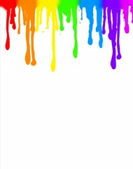 Obraz na płótnie Canvas Rainbow Paint Dripping down White Page