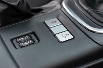 Detailed view of buttons in modern sport car 