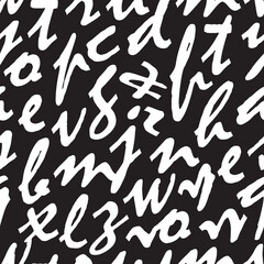 letters on white background with seamless pattern.