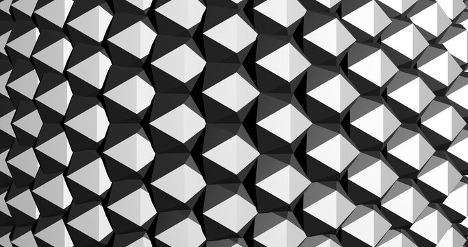 Render with texture of gray reflective ico spheres