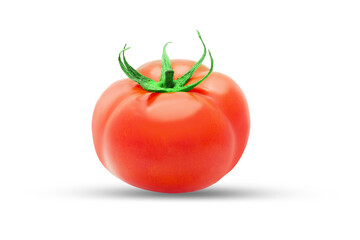 Isolated tomato. One fresh tomatoes isolated on white background