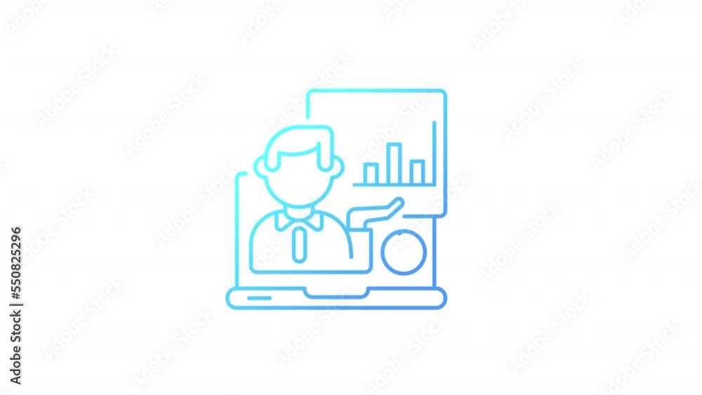 Poster animated presentation gradient icon. online performance of business strategy. corporate meeting. sea