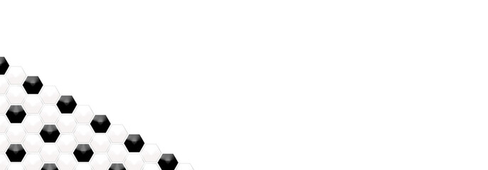 Embossed black and white hexagon frame on white backgrounds. Abstract pattern football. Abstract honeycomb. Abstract crystal. Abstract tortoiseshell with copy space