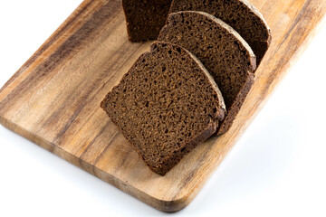 Rye bread slices isolated on white background