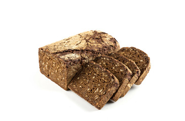 Rye bread slices isolated on white background