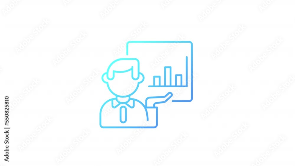 Poster animated web report gradient icon. commercial growth. corporate activity studying. seamless loop hd 