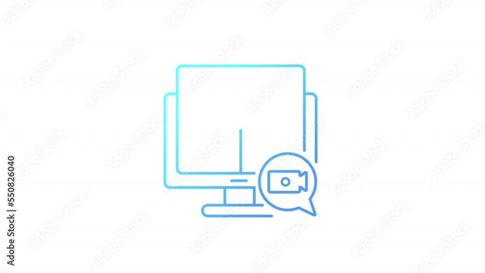 Poster animated share screen gradient icon. showing desktop to colleagues. online meeting. seamless loop hd