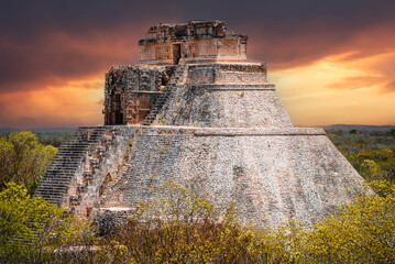 Uxmal, Mexico - Magician Pyramid, Maya civilization in Yucatan