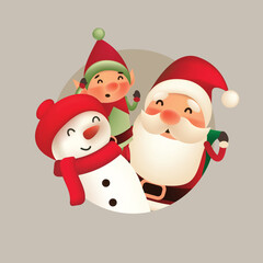 Happy Merry Christmas background. Santa and friends
