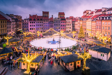 Warsaw, Poland - Christmas Market in Ryenek Square, downtown.