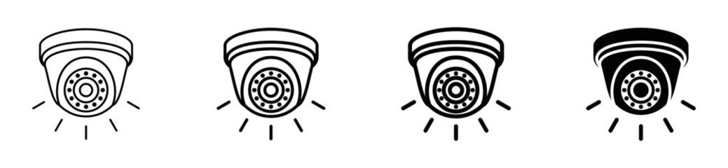 CCTV security surveillance cameras vector icon set. Security camera or security cam flat sign for apps or websites, symbol illustration.