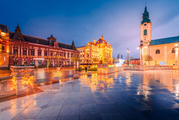 Fototapeta na wymiar Oradea, Romania - Union Square, famous baroque downtown, historical city in Transylvania.