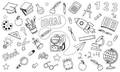 Back to school doodle vector set hand drawn drawing illustration