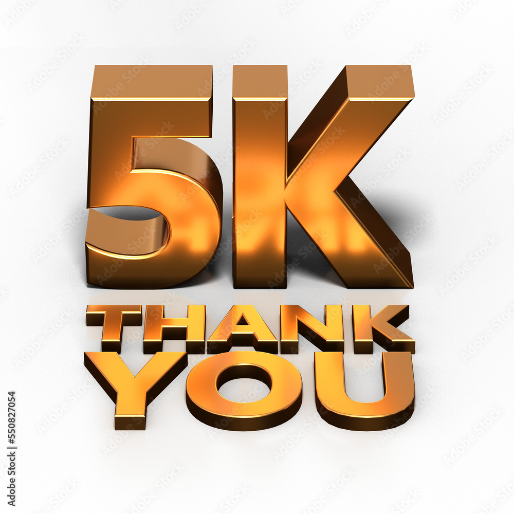 Wall mural thank you for 5000 subscribers, or customers - 3d render - Wall murals