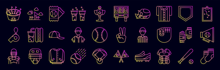 Baseball nolan icons collection vector illustration design