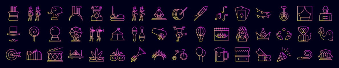 Carnival and amusement nolan icons collection vector illustration design