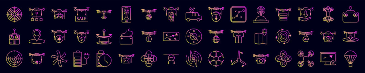 Drone business nolan icons collection vector illustration design