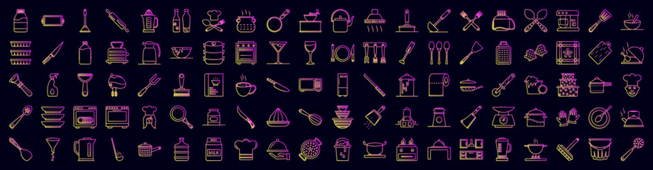 Kitchen utencils nolan icons collection vector illustration design