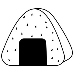 Onigiri or rice ball,is a Japanese food made from white rice formed into triangular and wrapped in nori.Line art onigiri illustration