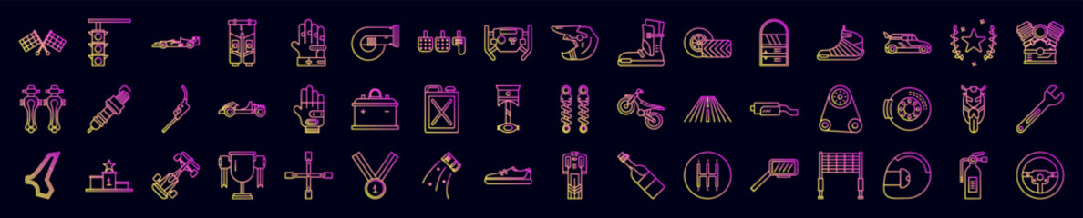 Motor sports nolan icons collection vector illustration design