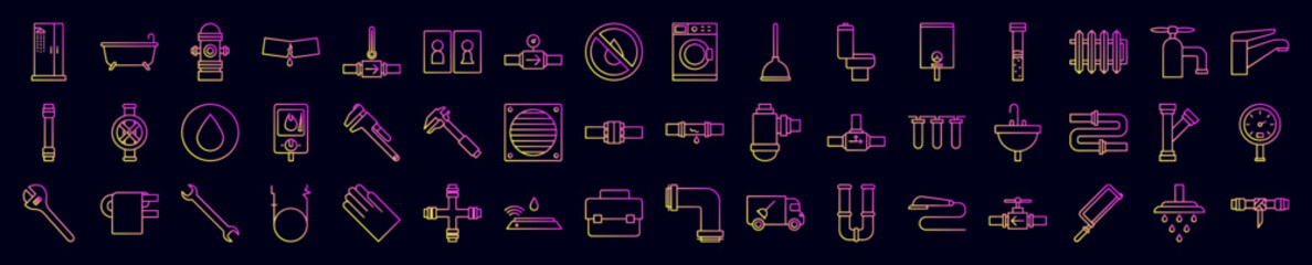 Plumbering elements nolan icons collection vector illustration design