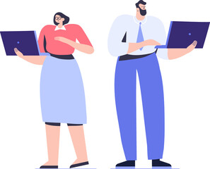Teamwork. Business people flat illustration